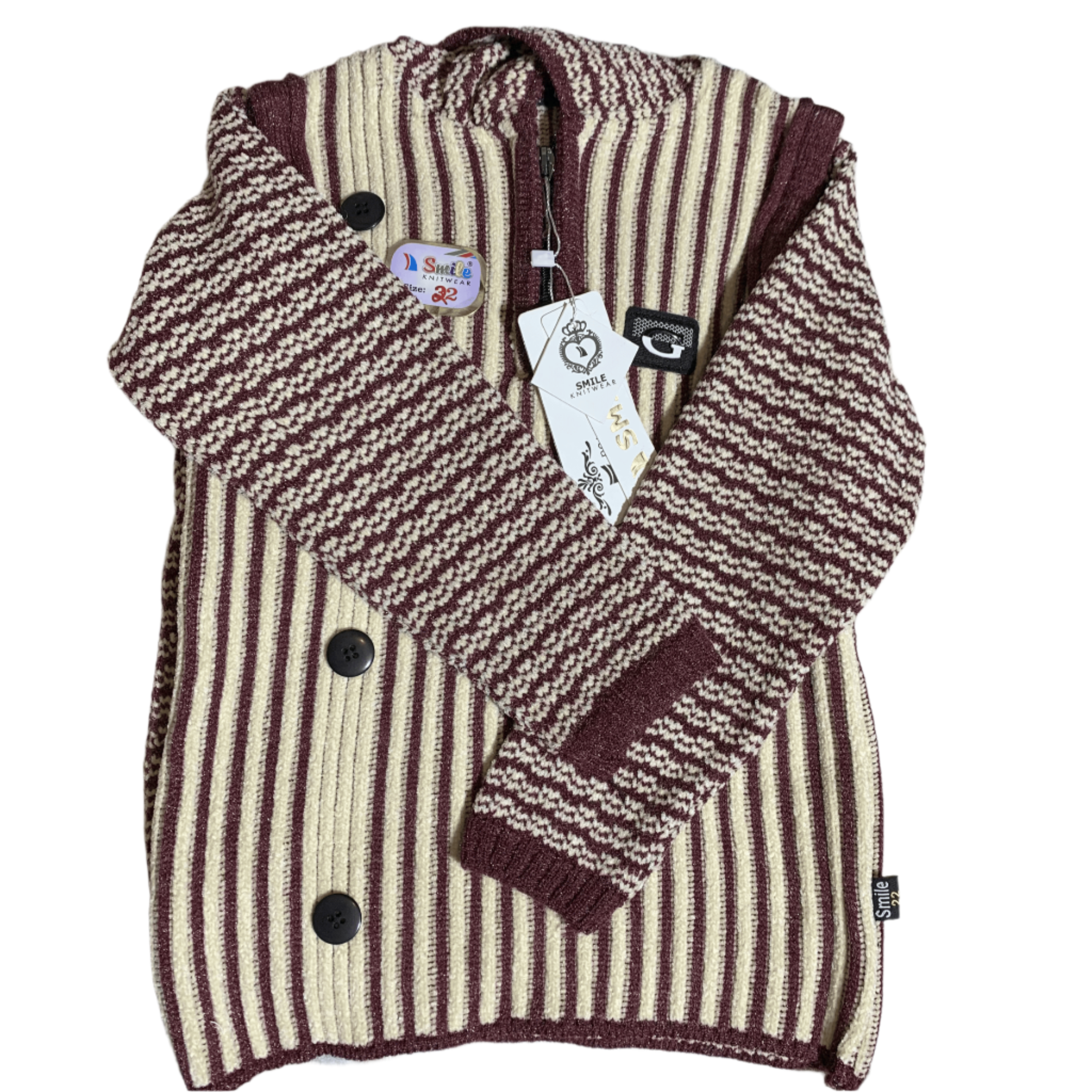 Acrylic Wool and Velvet Cadigan 3pc Set