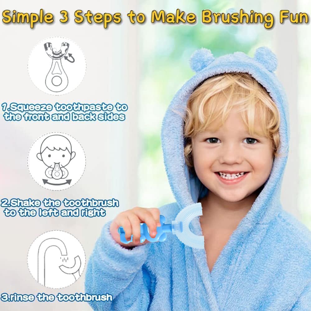 Baby U-Shaped Toothbrush with Soft Bristles and Cute Bear Design